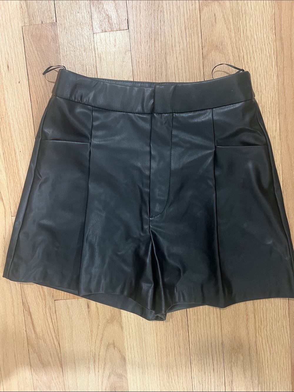 Black Faux Leather High-Waist Women’s Shorts
